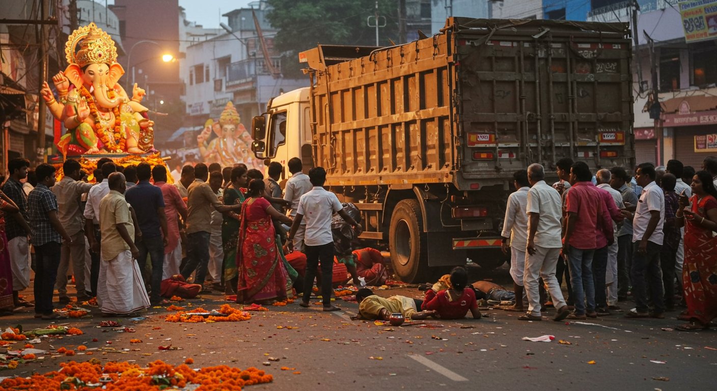 Horrific Accident in Karnataka Ganesh Visarjan Procession: Out-of-Control Truck Crushes 9 Devotees, 20 Injured; Eyewitnesses Narrate Horrifying Tale