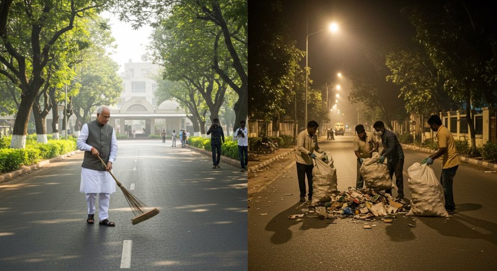 Chandigarh Cleanliness Drive in Controversy: Union Minister's Morning Clean-up, Garbage Strewn at Night - Video Exposed the Truth