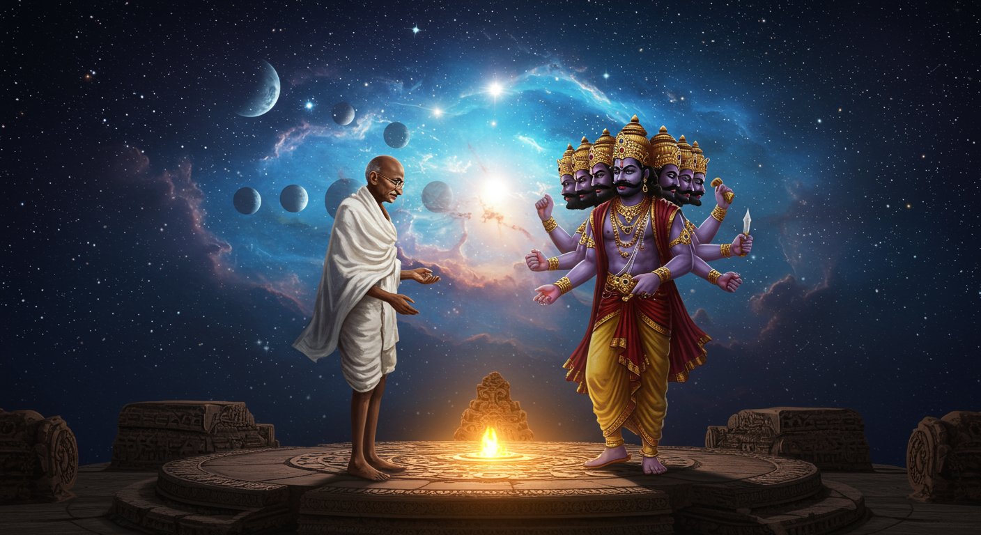 A unique phenomenon will be visible exactly one month later: The 'debate' between Ravana and Gandhi ji regarding it went viral!