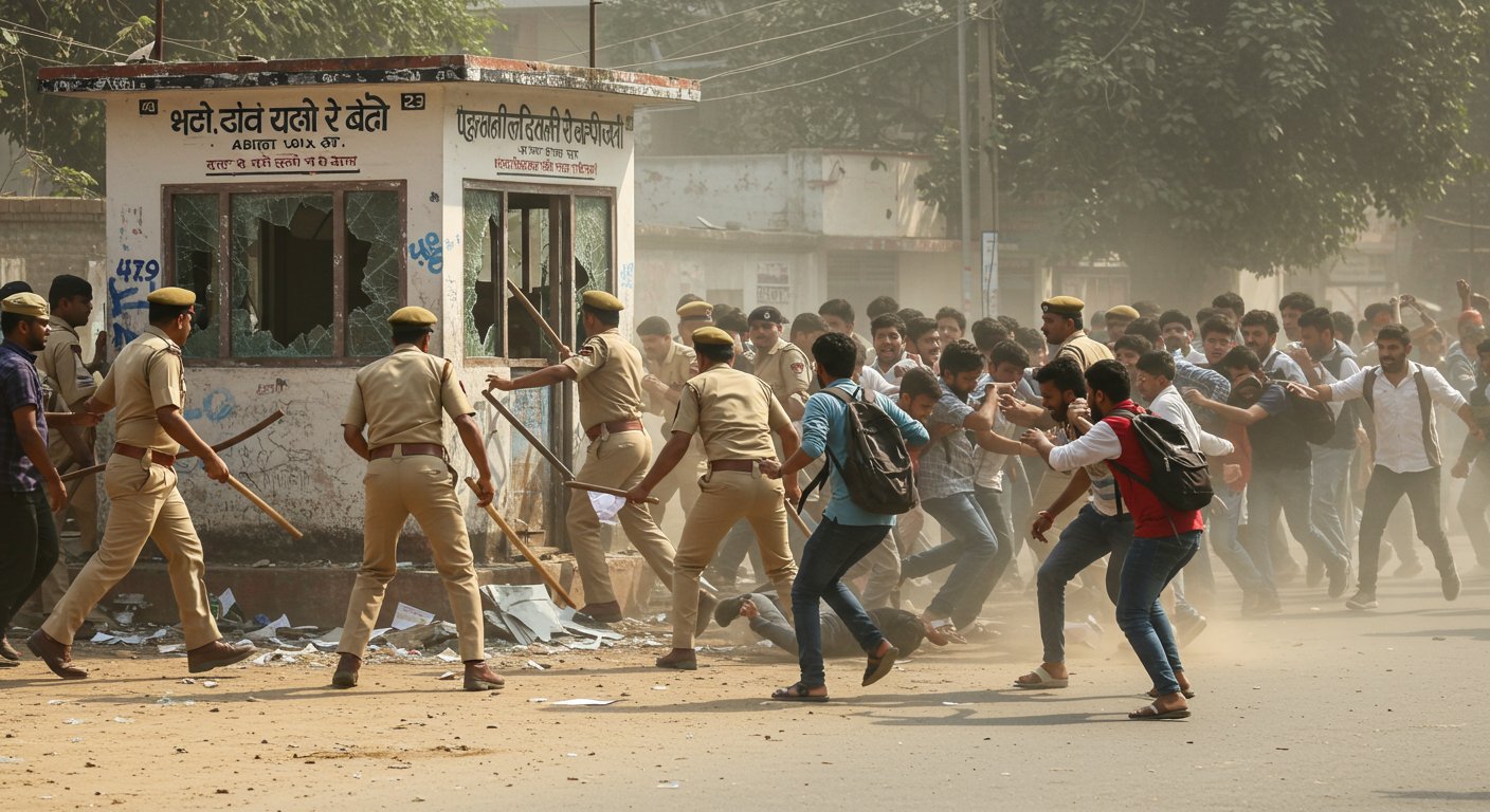 Uproar in UP: Police baton-charge students and ABVP activists after police outpost vandalized; images go viral.