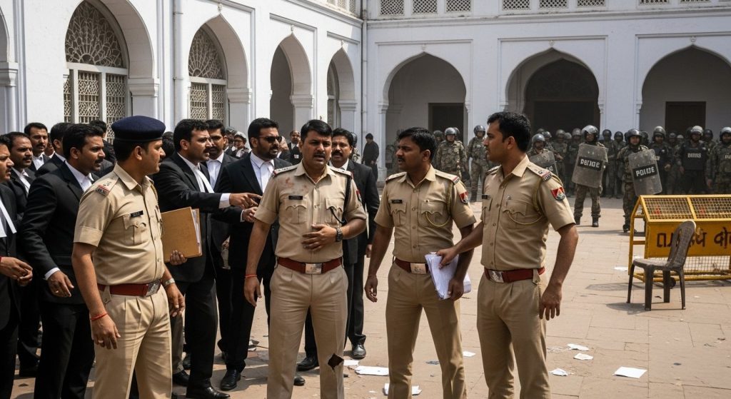 4 Policemen, Including Sub-Inspector, Beaten in Varanasi; Advocates Chase and Thrash Them, Court Turns into a Fortress