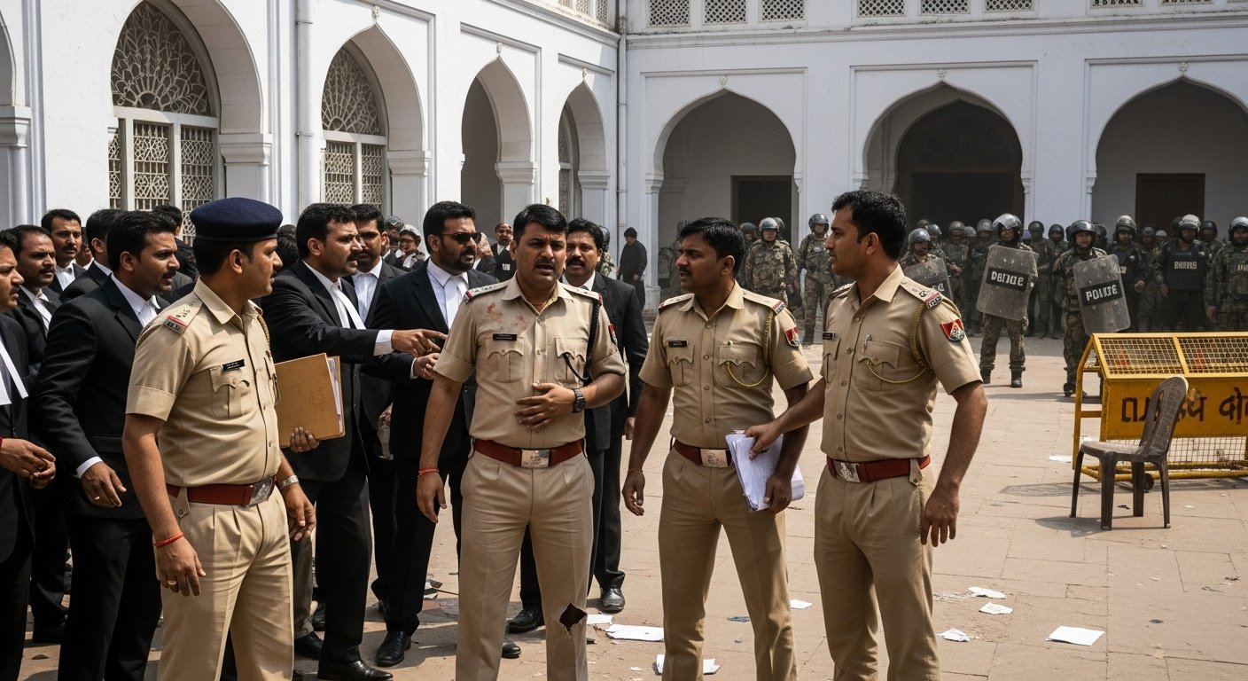 4 Policemen, Including Sub-Inspector, Beaten in Varanasi; Advocates Chase and Thrash Them, Court Turns into a Fortress