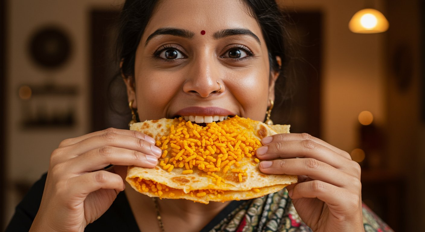 Woman Wraps Boondi in Roti, Devours It in a Single Bite! Video Stuns Viewers.
