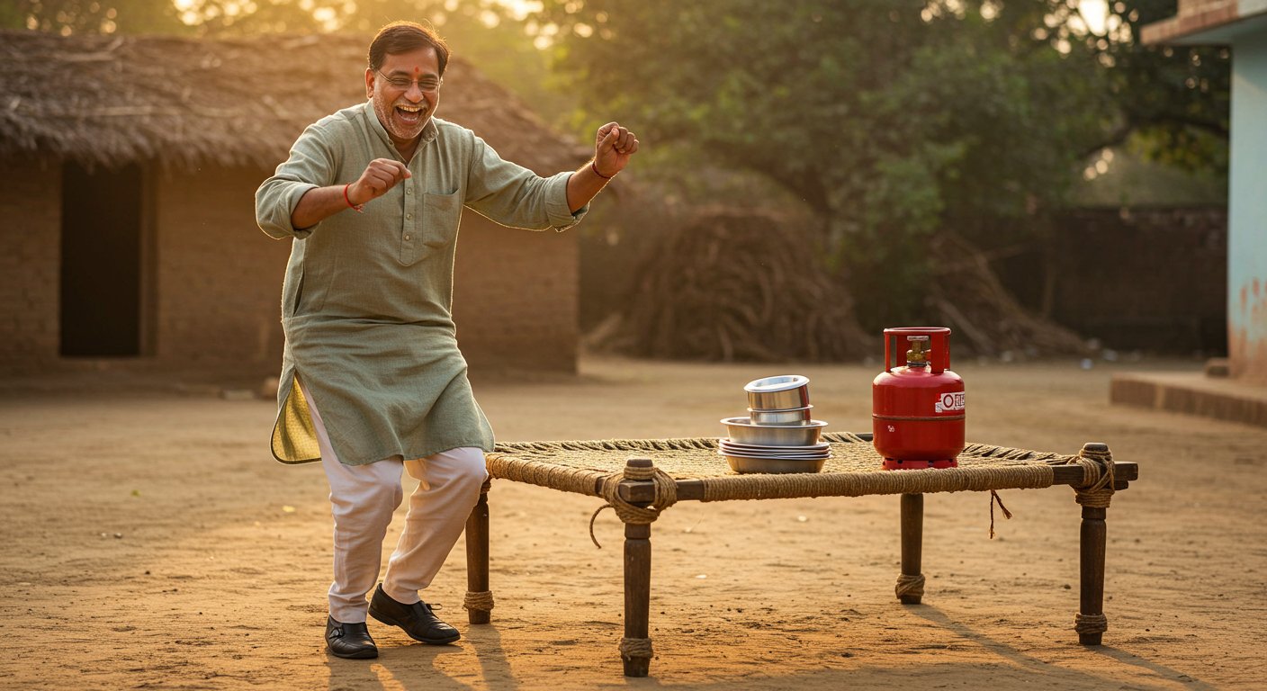 Video: Man performs unique dance with cylinder and utensils on a cot, people exclaim 'Wow!'