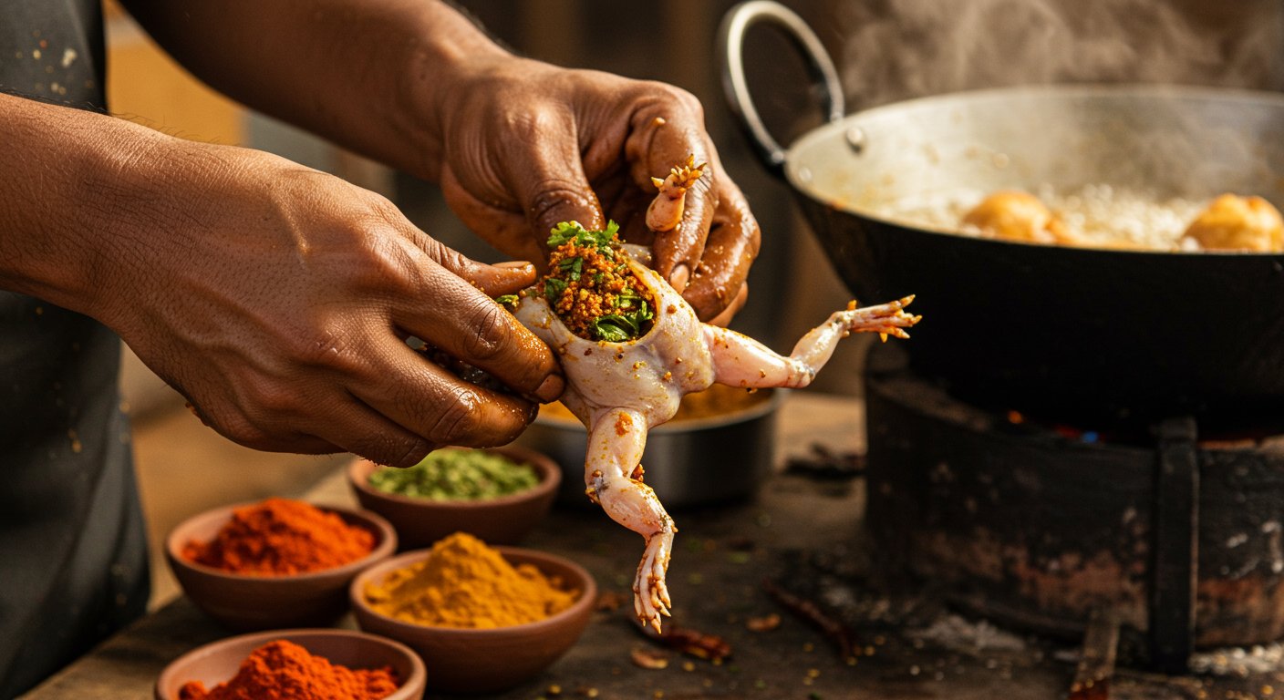 Viral Video: Frog pakoras are available here! You'll be stunned to see how masala is stuffed inside its belly.