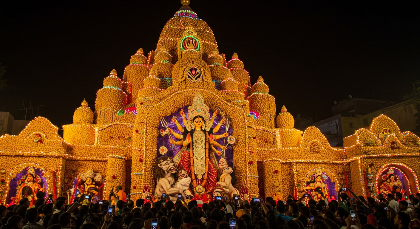 वायरल वीडियो: 5 लाख गुपचुप से बना अनोखा दुर्गा पंडाल, 20 लाख खर्च देख लोग हैरान!