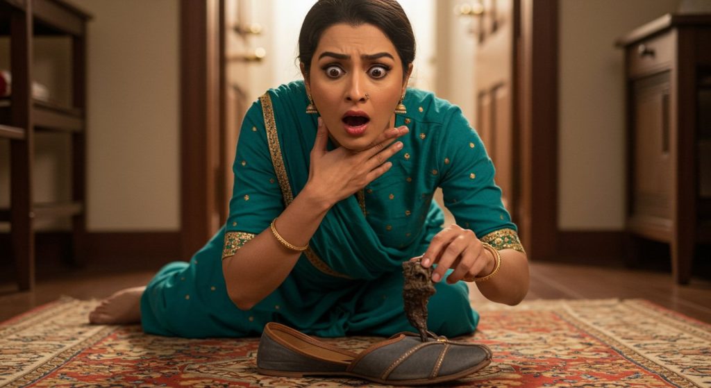 Woman startled after feeling something in her shoe; what came out left her stunned!