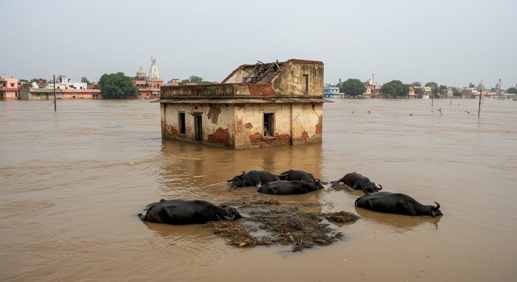 Yamuna wreaks havoc in Mathura-Vrindavan: House collapses, eight buffaloes dead; all schools up to 12th grade closed