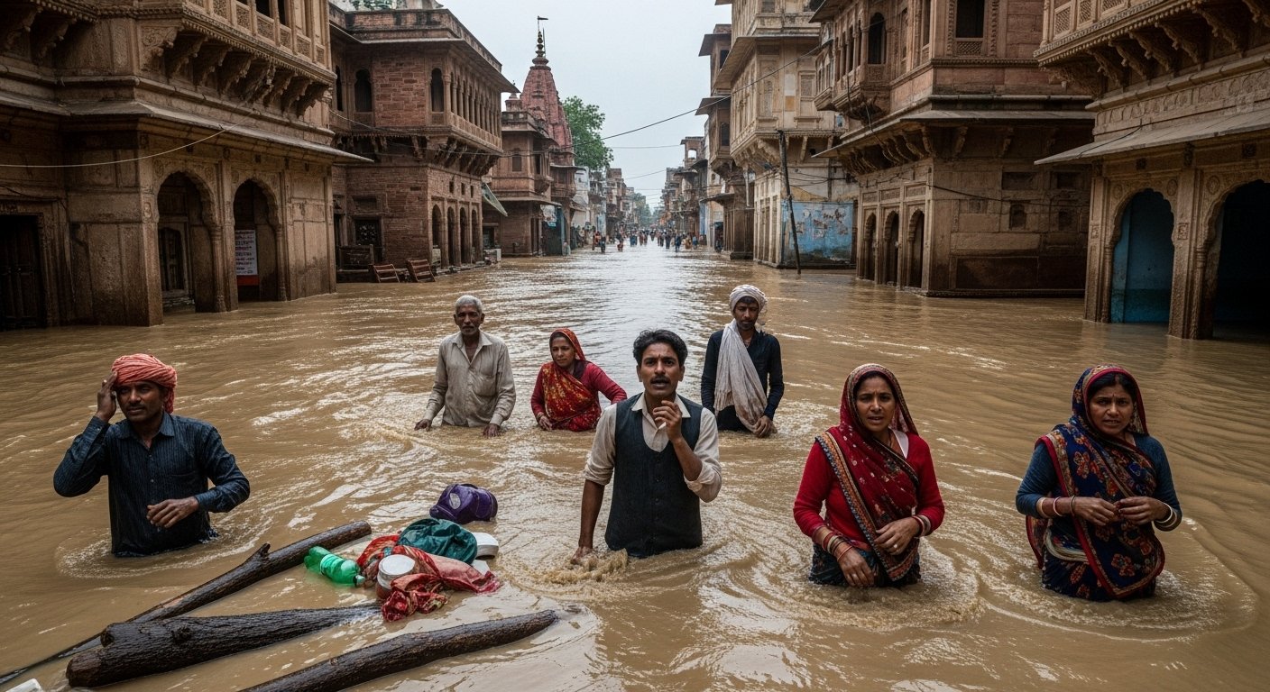 Yamuna's Rampage in Mathura-Vrindavan: Banke Bihari Temple Road Submerged, House Collapses in Ayodhya Nagar, People in Panic!