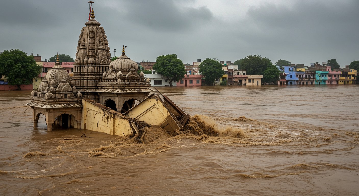 Raging Yamuna in UP: Mahalakshmi Temple wall collapses, roads and homes inundated; horrifying photos emerge