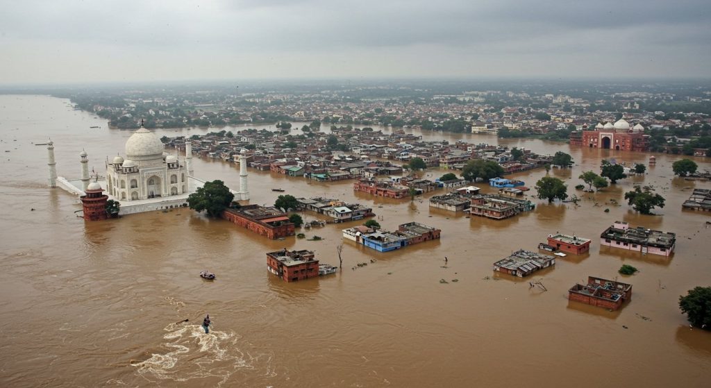 Yamuna's Havoc in Agra: Taj Mahal Surrounded by Water, 50 Colonies Submerged, Over 100,000 People Surrounded by Floods