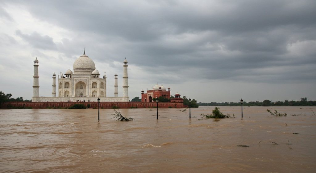 UP's Flood Crisis Deepens: Yamuna 1.1 Ft Above Danger Mark, Park Behind Taj Mahal Submerged, Fresh Rain Alert Issued