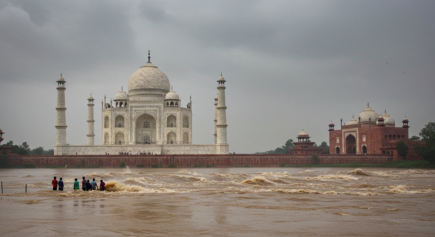 Yamuna's water reached the gates of the Taj Mahal, crossed the danger mark: Panic in Agra, conditions may worsen by night!