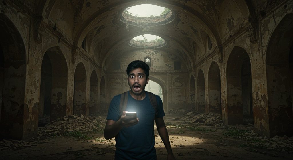 Something happened to a young man filming a video on his mobile in ruins that made his hands and feet tremble, spreading terror in the village!