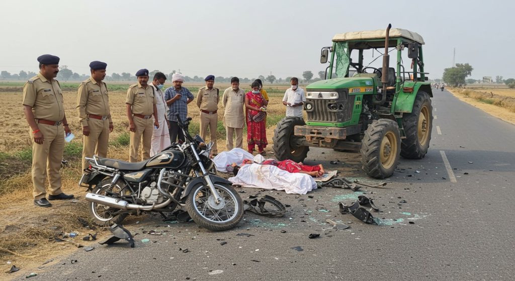 Horrifying Road Accident in Banda: Three, Including Uncle-Nephew, Tragically Killed in Bike-Tractor Collision