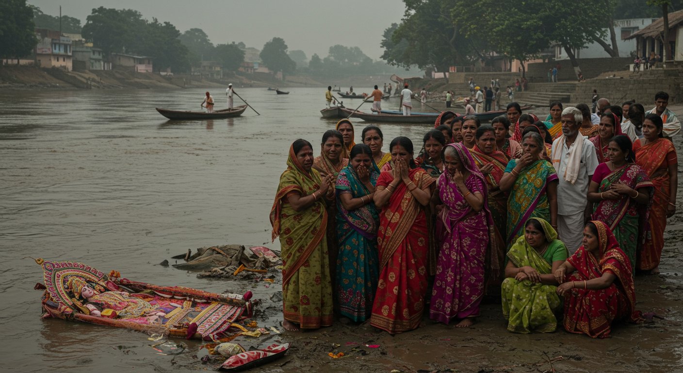 मूर्ति विसर्जन में भयानक हादसा: नदी में डूबे 13 युवक, 3 शव बरामद; गांव में मातम और कोहराम