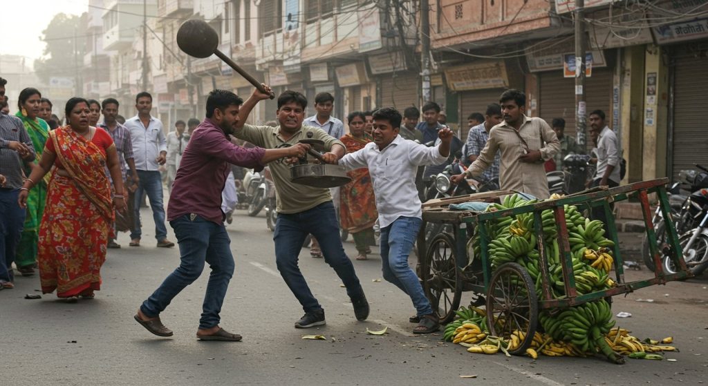 Agra: Brutal Brawl at Banana Cart, Weights and Scales Turn into Weapons, Video of Street Fight Goes Viral