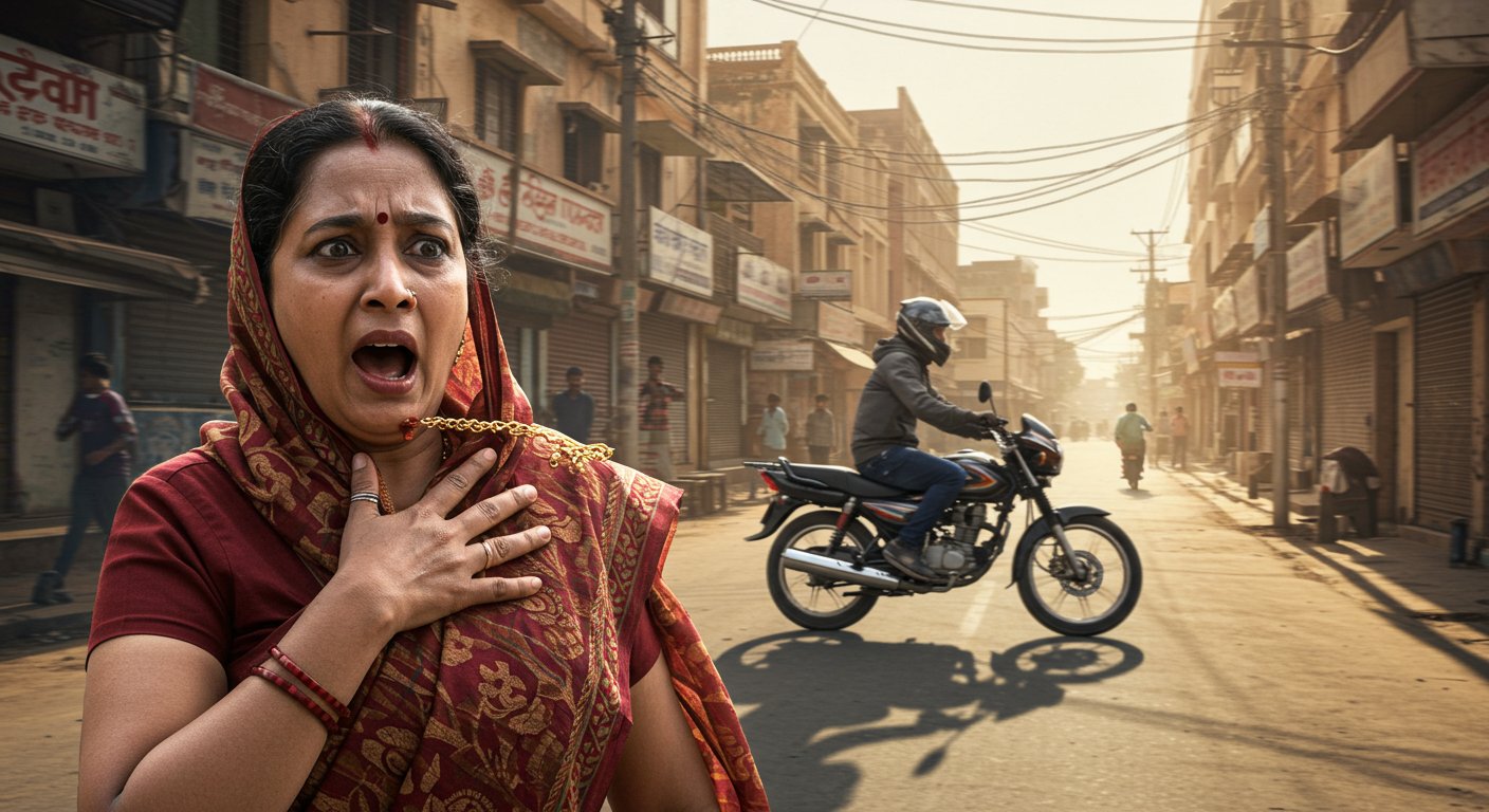 आगरा में बेखौफ बदमाश: शिक्षिका के गले से झपटी सोने की चेन, बाइक सवार फरार
