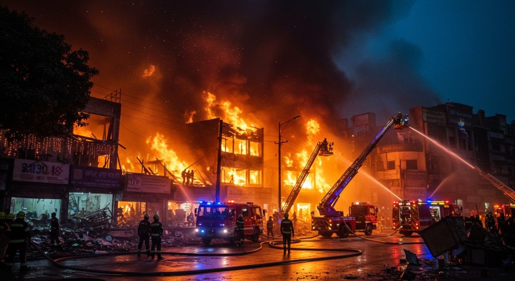 Devastating Fires in Agra on Diwali: 24 Locations, Including Two Showrooms, Engulfed; Fire Tenders Raced All Night