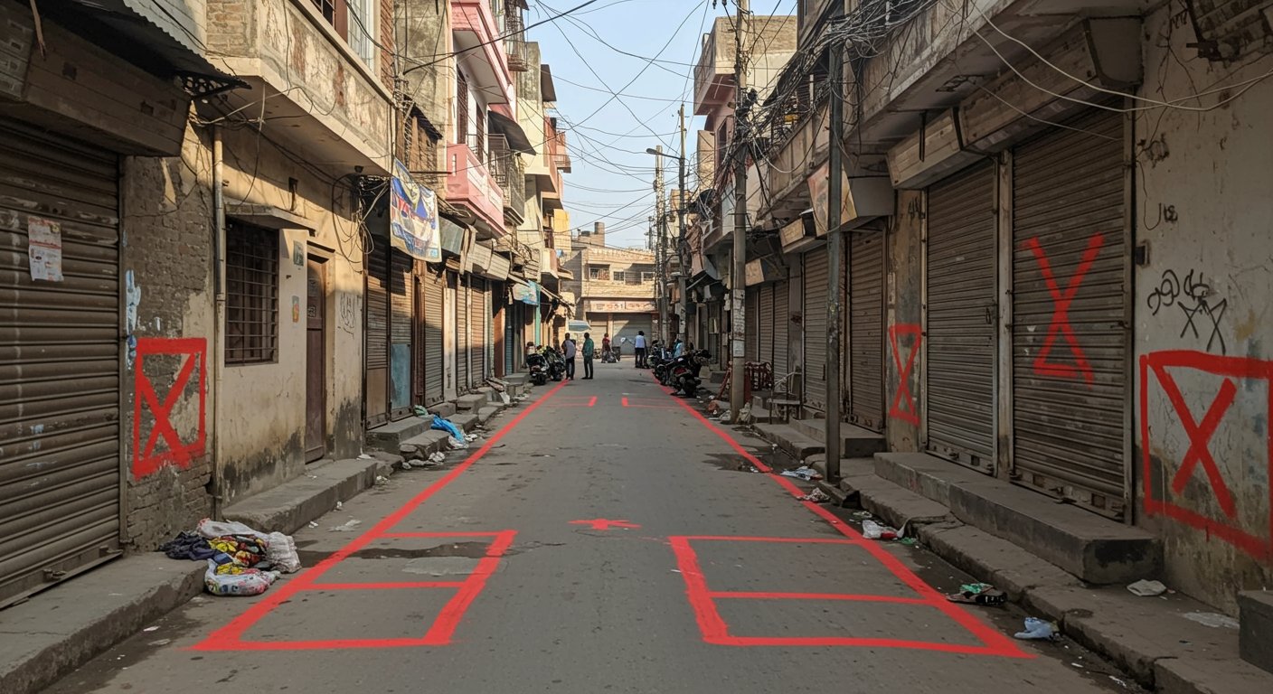 आगरा: सिकंदरा एन्क्लेव की सड़कों पर अवैध कब्जा, निगम ने लगाए लाल निशान – क्या अब हटेगा अतिक्रमण?