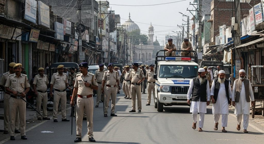 'I Love Mohammed' Controversy in Moradabad Division: Friday Prayers Amidst Tight Security, Police Patrol in Amroha-Sambhal