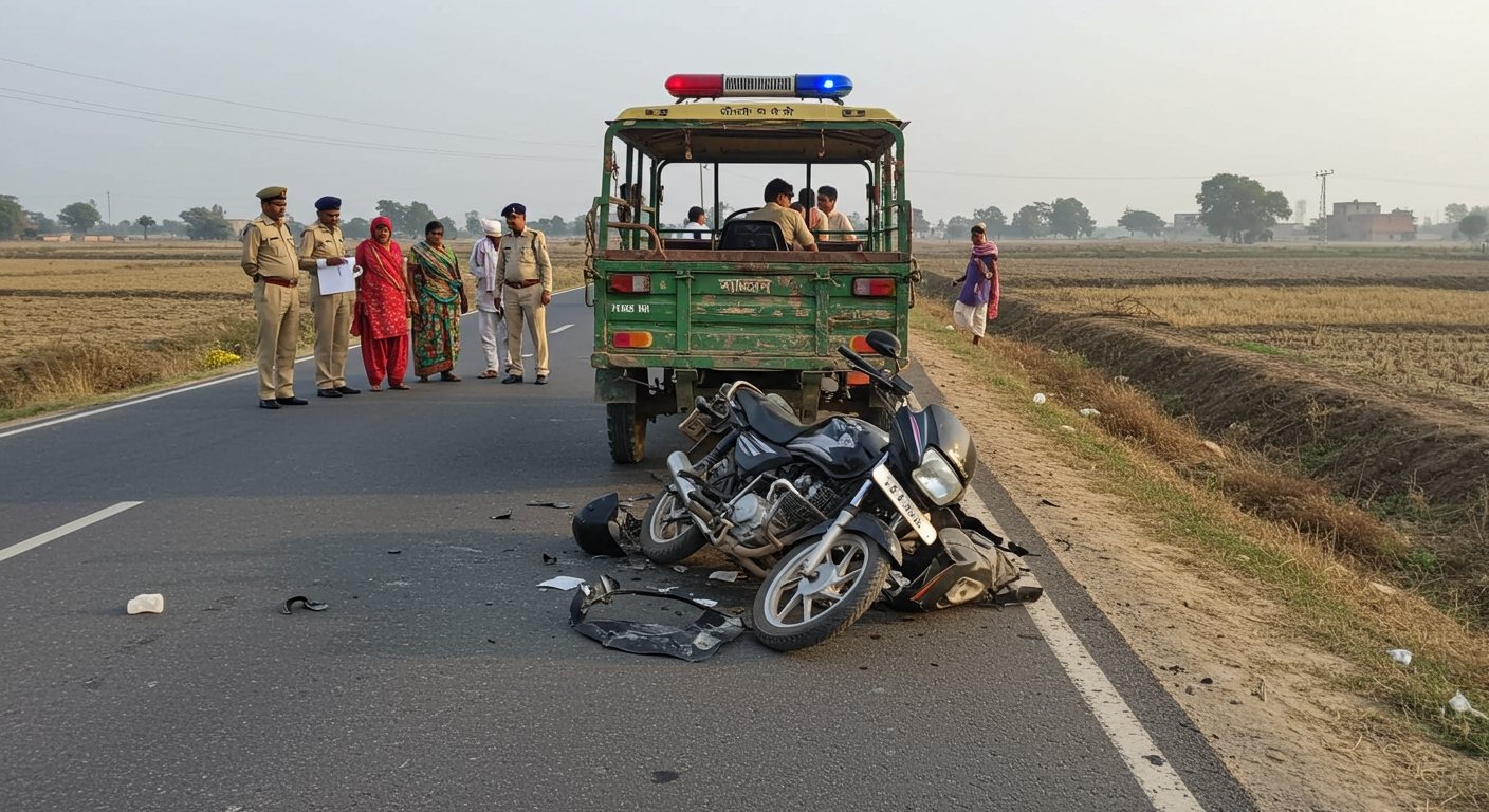 अलीगढ़ में दर्दनाक हादसा: ट्रैक्टर-ट्रॉली से टकराई बाइक, किसान की मौत, नाती घायल