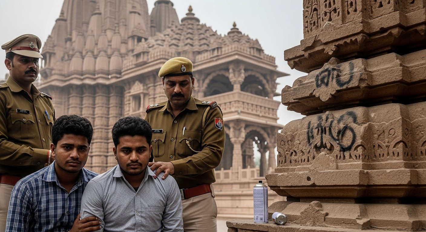 अलीगढ़: मंदिरों पर ‘आई लव मोहम्मद’ लिखने वाले युवक गिरफ्तार, मुस्लिम पक्ष को फंसाने की साजिश का खुलासा