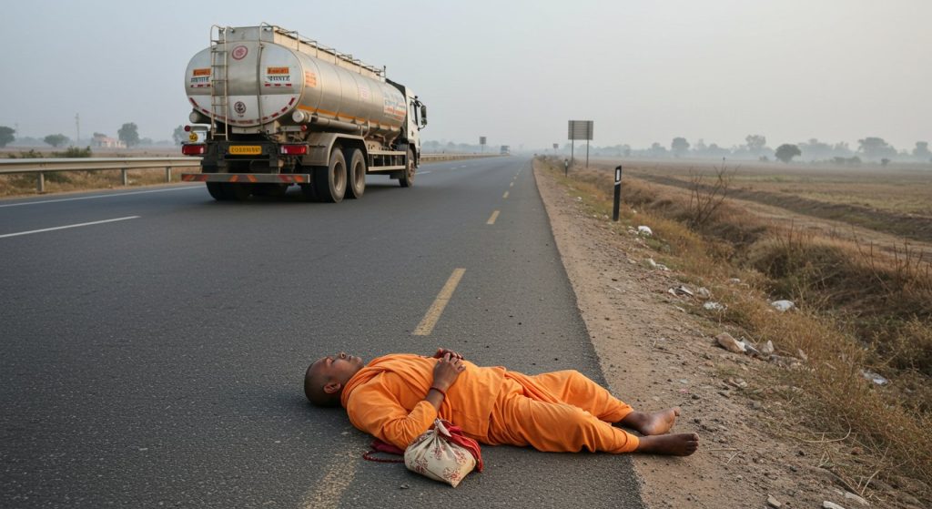 Amroha: Priest returning from Uttarakhand worship run over by milk vehicle, tragic death on highway