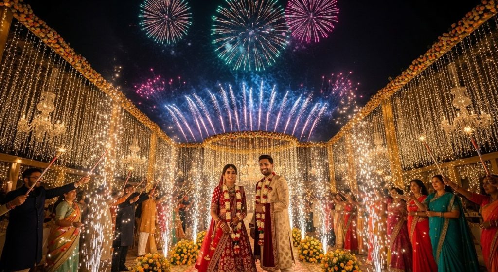 Diwali-Style Celebration at Wedding: Fireworks and Lights Create a Spectacular Atmosphere, Video Goes Viral!