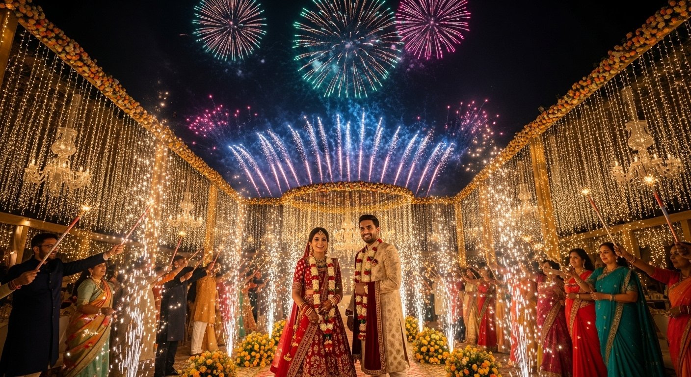 शादी में दीवाली जैसा जश्न: आतिशबाजी और रोशनी ने बनाया अद्भुत माहौल, वीडियो हुआ वायरल!