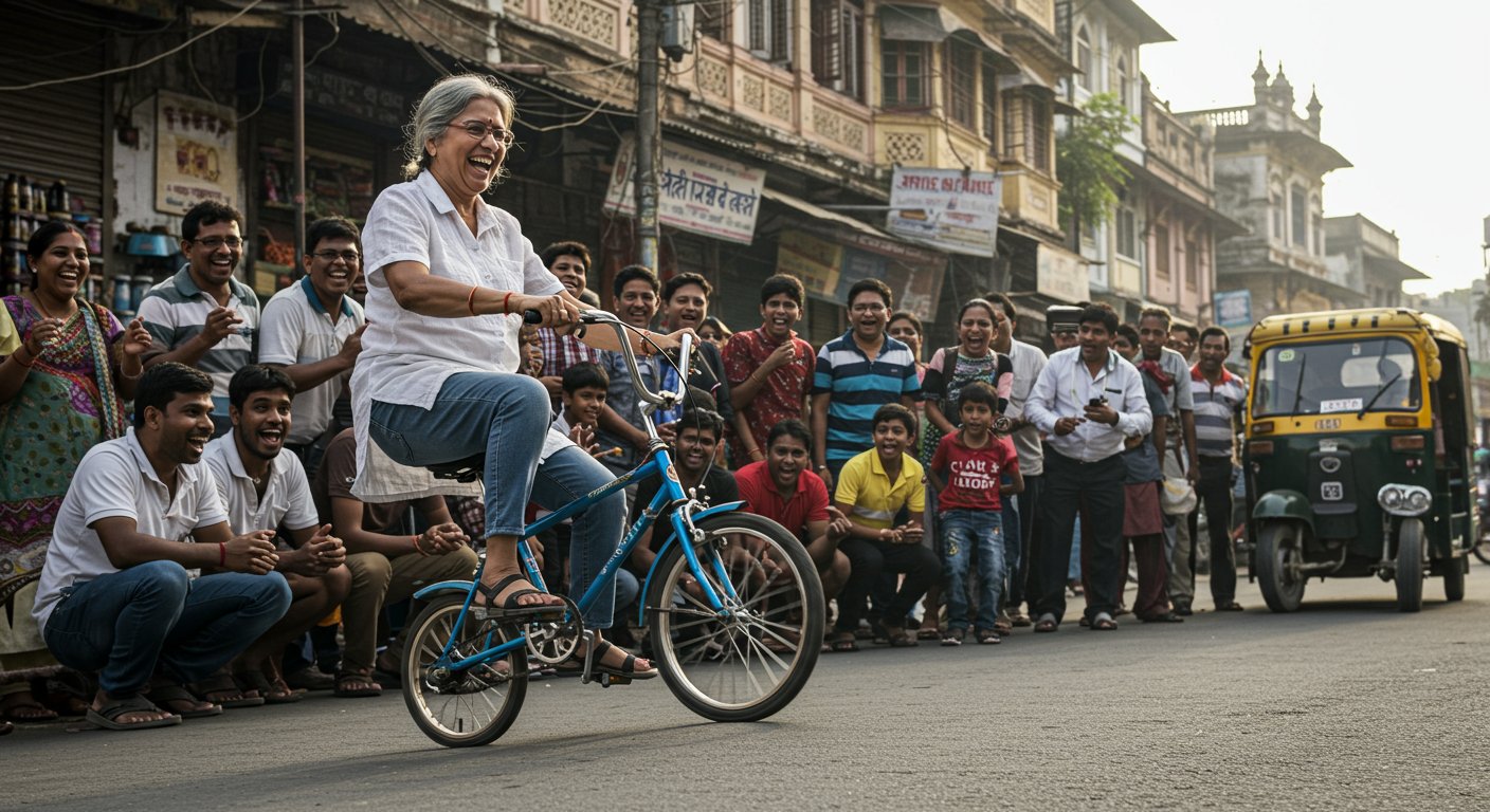 वायरल हुई ‘स्टंट क्वीन’ आंटी! सड़क पर अनोखी साइकिल चलाकर सबको चौंकाया