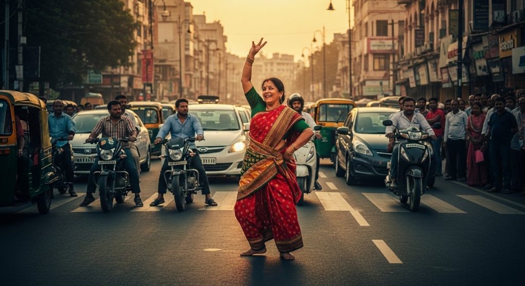 Auntie's Electrifying Dance in the Middle of the Road, Her Moves Bring Traffic to a Standstill; Video Goes Viral