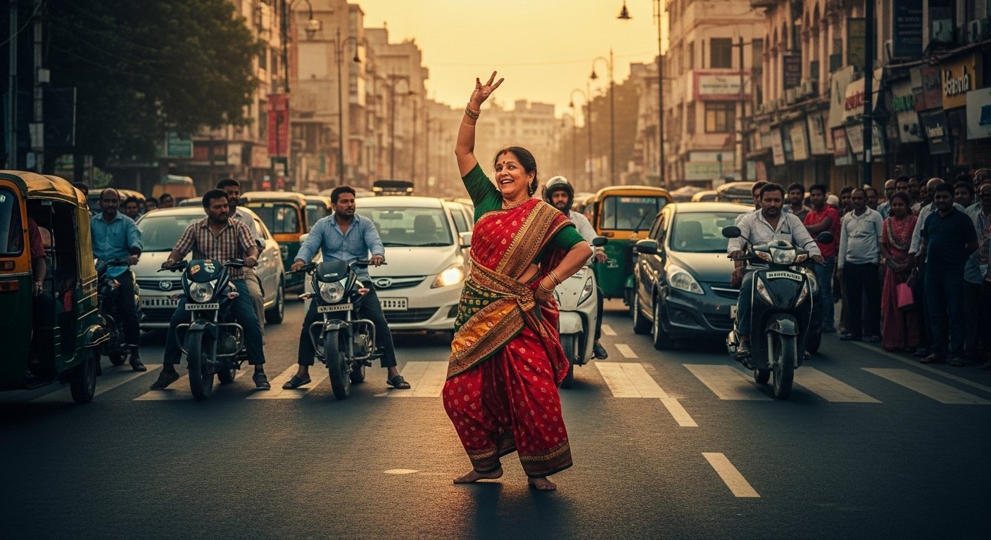 बीच रास्ते में आंटी का धमाकेदार डांस, स्टेप्स देख थम गई गाड़ियों की रफ्तार, वीडियो वायरल