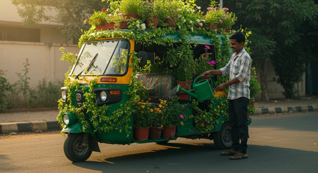 A Moving Garden: This Auto Driver's Unique Initiative, His Daily Morning Watering Routine Won Hearts!
