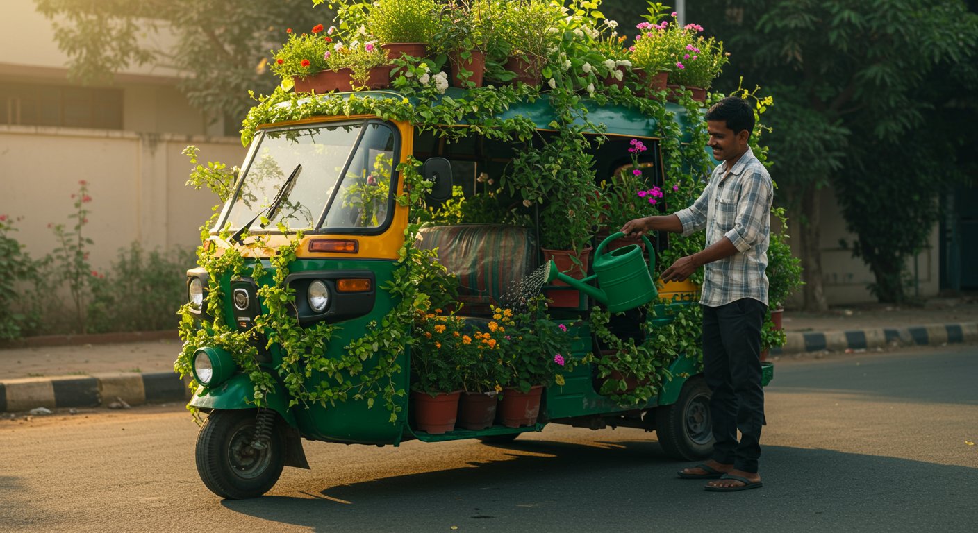 चलता-फिरता बागीचा: इस ऑटो वाले की अनोखी पहल, रोज सुबह पानी देने की अदा ने जीता दिल!