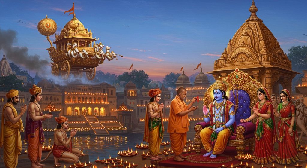 Ayodhya Deepotsav 2025: Treta Yuga Came Alive; Ram Arrived on Pushpak Viman; CM Yogi Performed a Grand Coronation