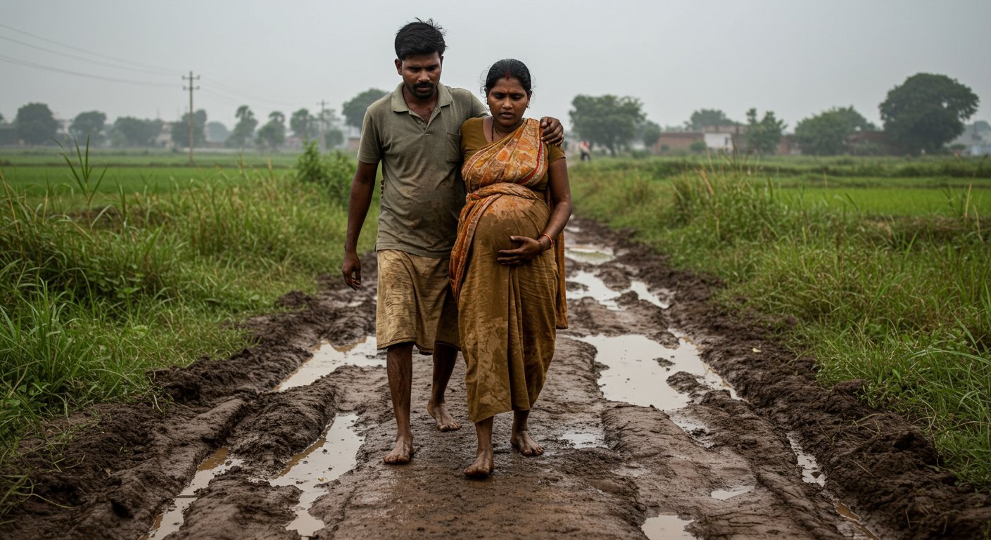 कीचड़ और खराब सड़कों का भयानक सच: एम्बुलेंस नहीं पहुँची, गर्भवती महिला 2 किलोमीटर पैदल चली