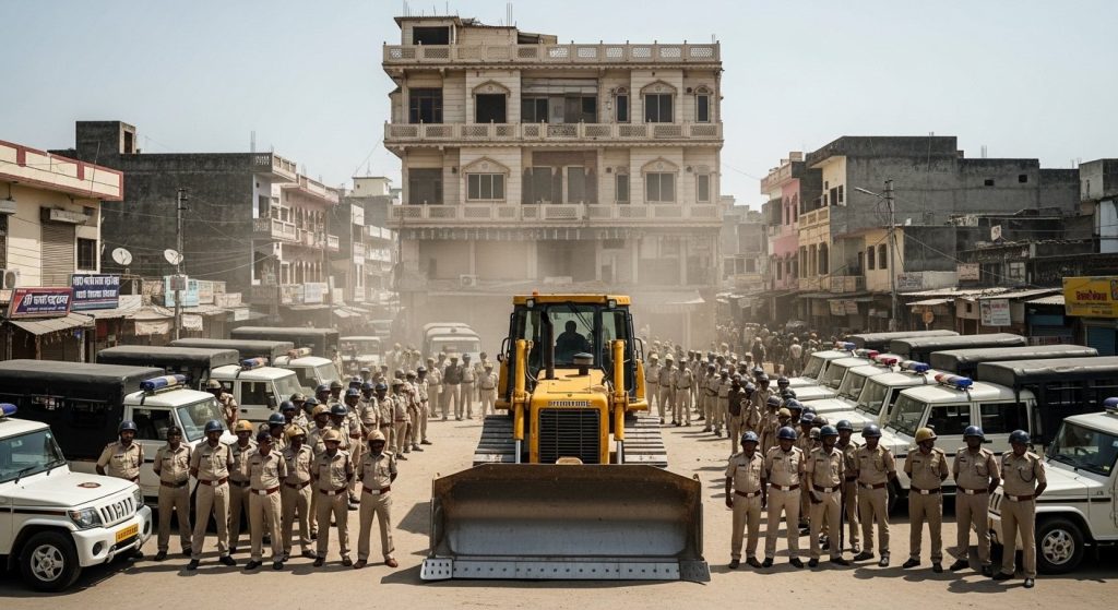 Bareilly Unrest: Bulldozer Action Planned on Accused Nafees's Wedding Hall; Heavy Police Force Deployed in Sailani