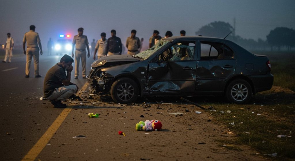 Tragic Accident in Bareilly: Unknown Vehicle Hits, Cancer-Stricken Child Dies, Father Among Four Injured