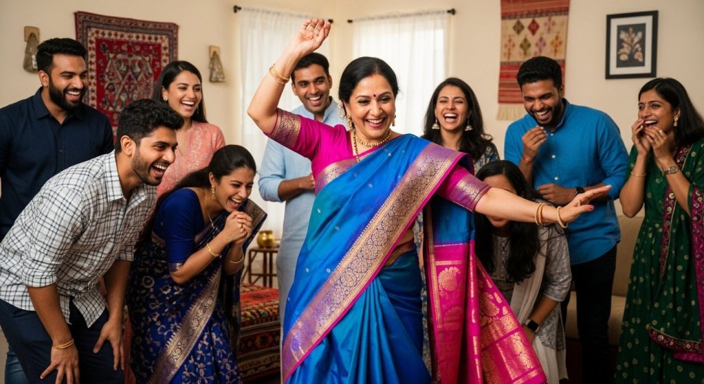 Auntie's Saree Dance Leaves Onlookers Rolling With Laughter, Video Goes Viral!