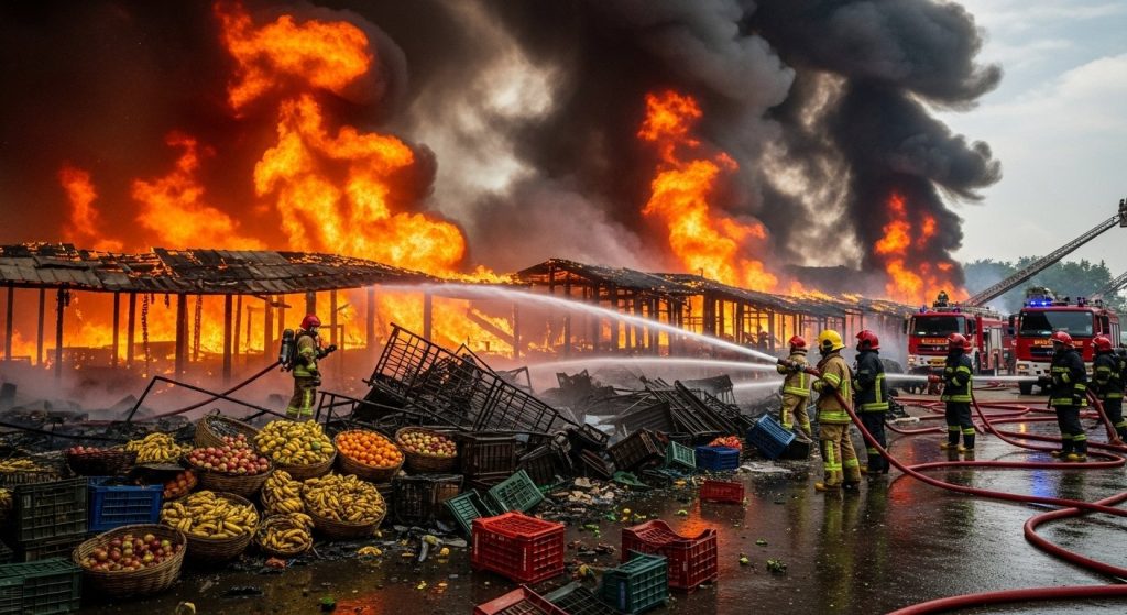 Massive fire at Jodhpur's major fruit market, crores worth of damage; efforts to douse flames continue