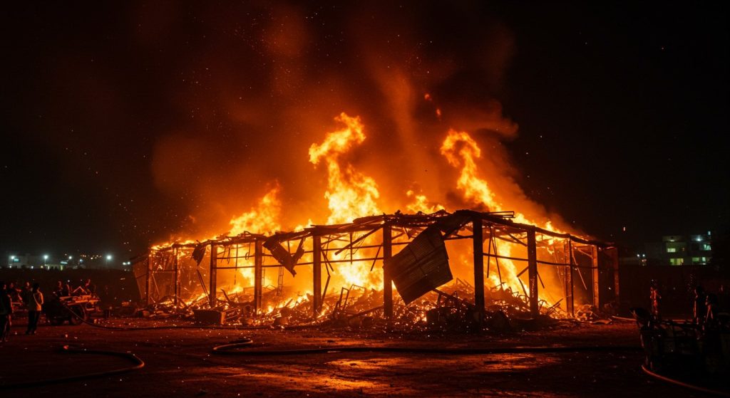 Devastating Fire Engulfs Haridwar Scrap Godown on Diwali Night Due to Firecrackers; Goods Worth Lakhs Reduced to Ashes
