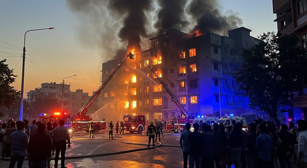 Massive Fire in Multi-Storey Building in Ghaziabad's Indirapuram; Major Tragedy Averted by Timely Evacuation – No Casualties