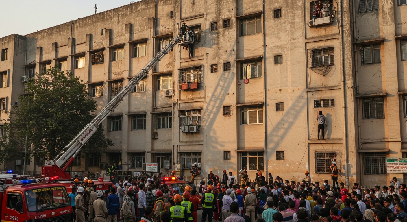 दिल्ली के संजय गांधी अस्पताल की इमारत पर चढ़ा व्यक्ति, घंटों चला रेस्क्यू ऑपरेशन