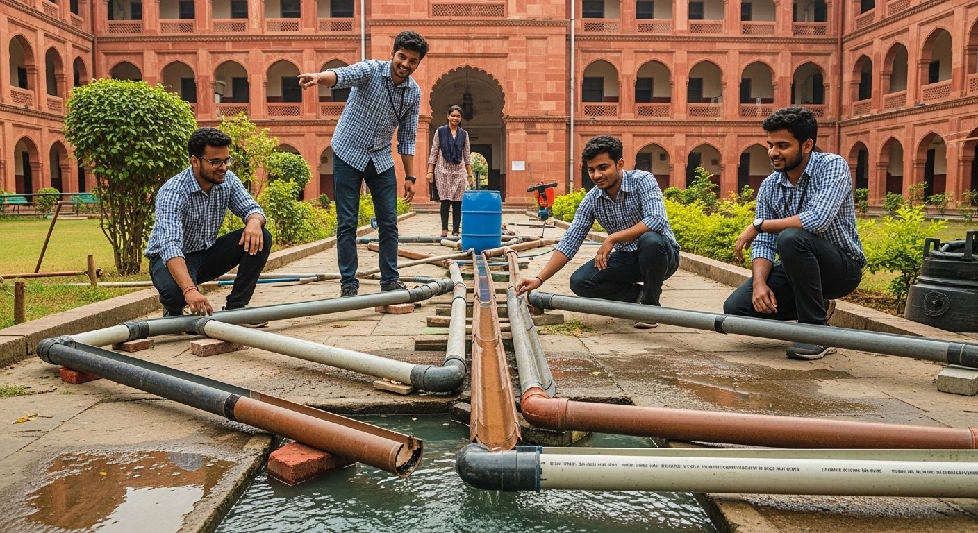 BHU के छात्रों का अनोखा कमाल: 88 खराब टेलीफोन पाइपों से बनाईं नालियां, हॉस्टल में की बारिश के पानी की बचत
