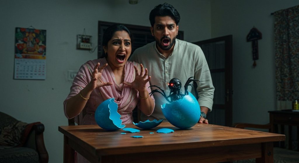 Panic after blue egg found on roadside; wife's scream upon it bursting caused an uproar!