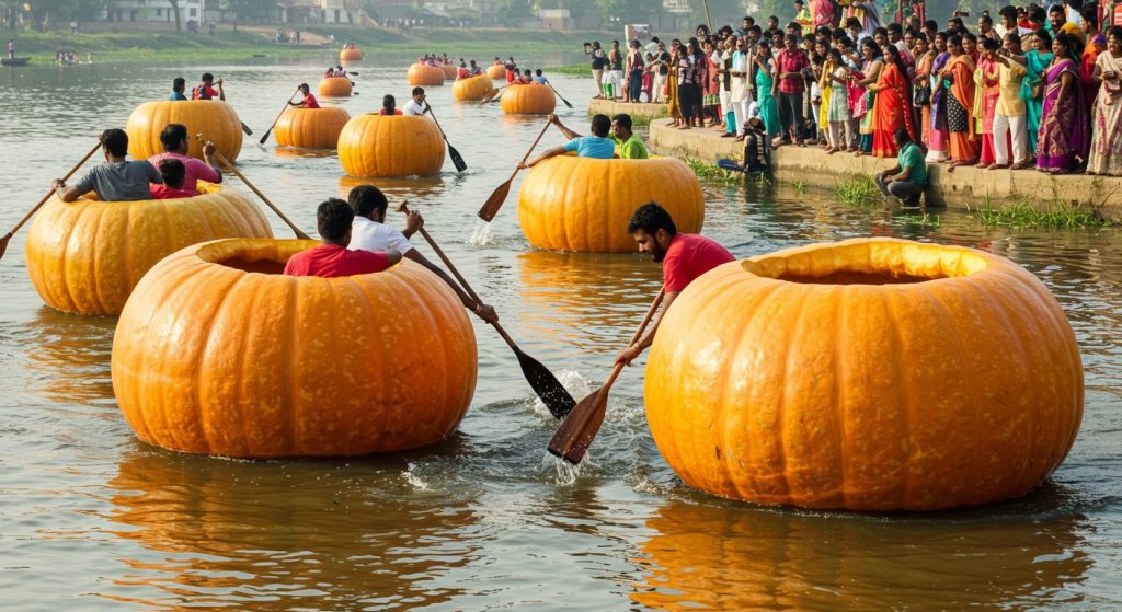 Unique Race: Here, Pumpkins Become Boats, People Grow Their Own 'Rides'!
