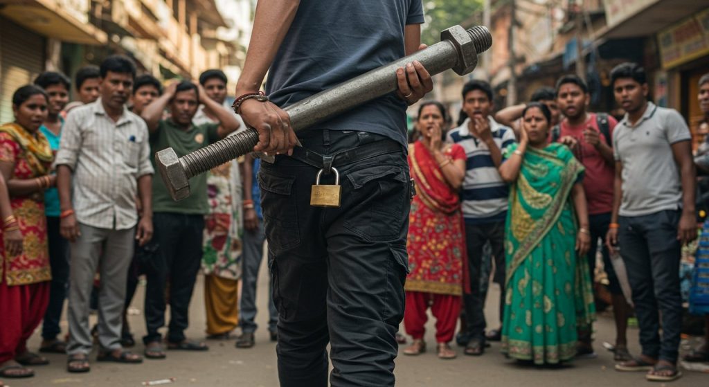 Bolt in Hand, Lock on Pants: People Were Stunned Seeing This Man With Bizarre Fashion!