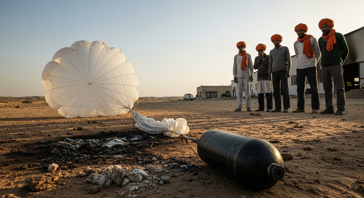 राजस्थान सीमा पर फैक्ट्री पर गिरा विस्फोटक: मजदूरों ने रॉकेट समझ बुझाई आग, सुबह पैराशूट देख उड़े होश