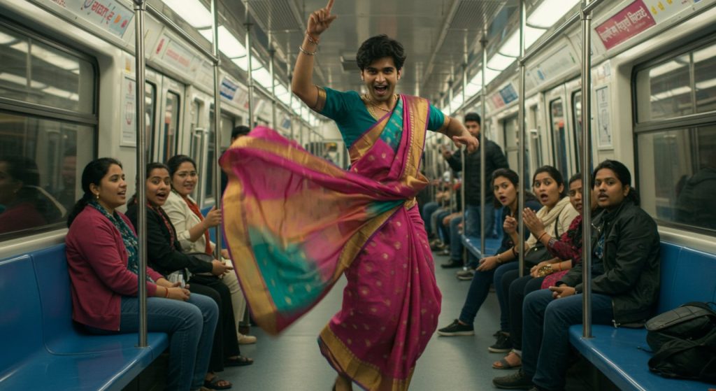 Boy performs sensational dance in Delhi Metro wearing a saree, video leaves everyone stunned!